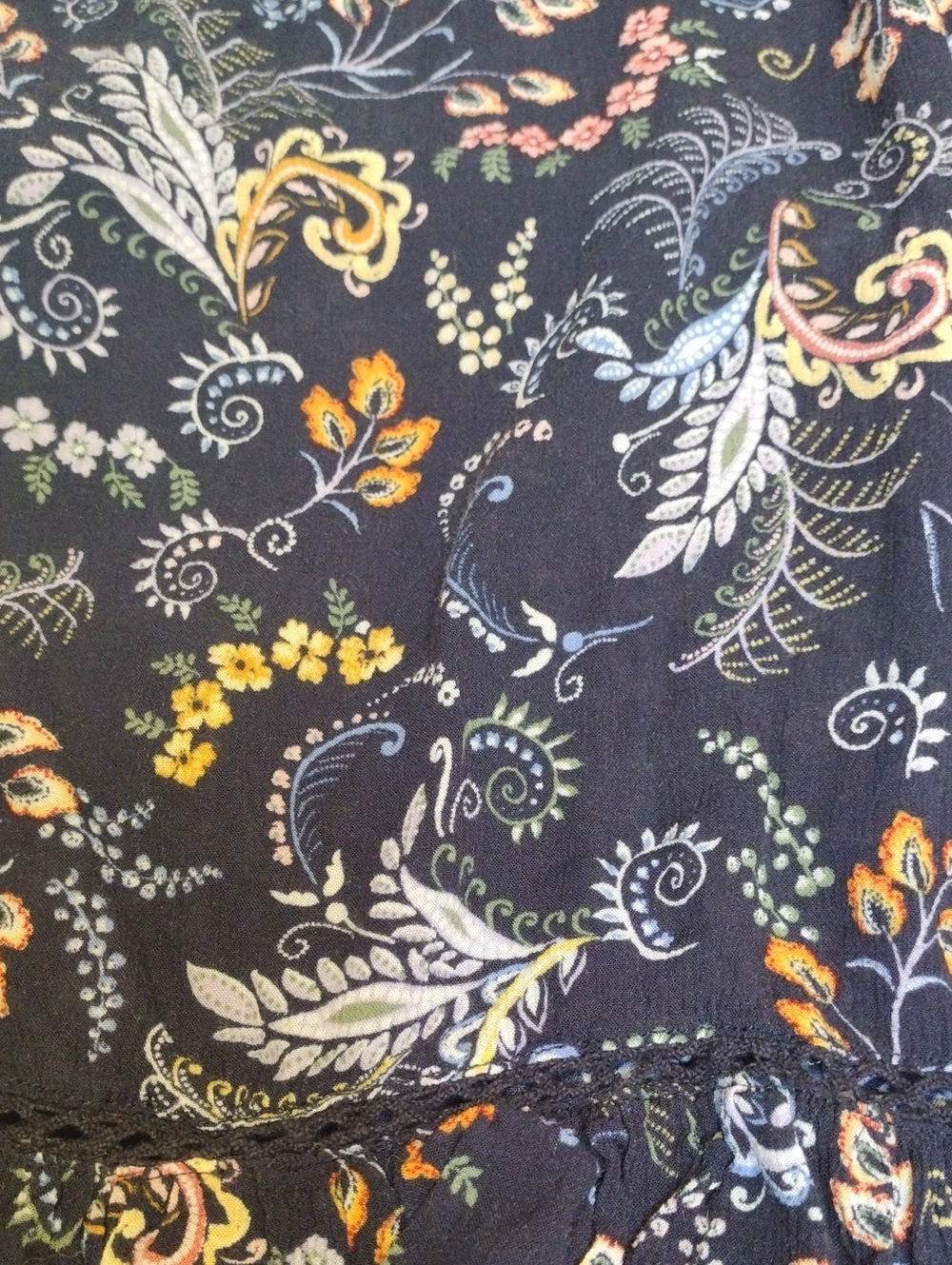 Democracy Navy Floral Smocked Peasant Blouse - Picture 6 of 8